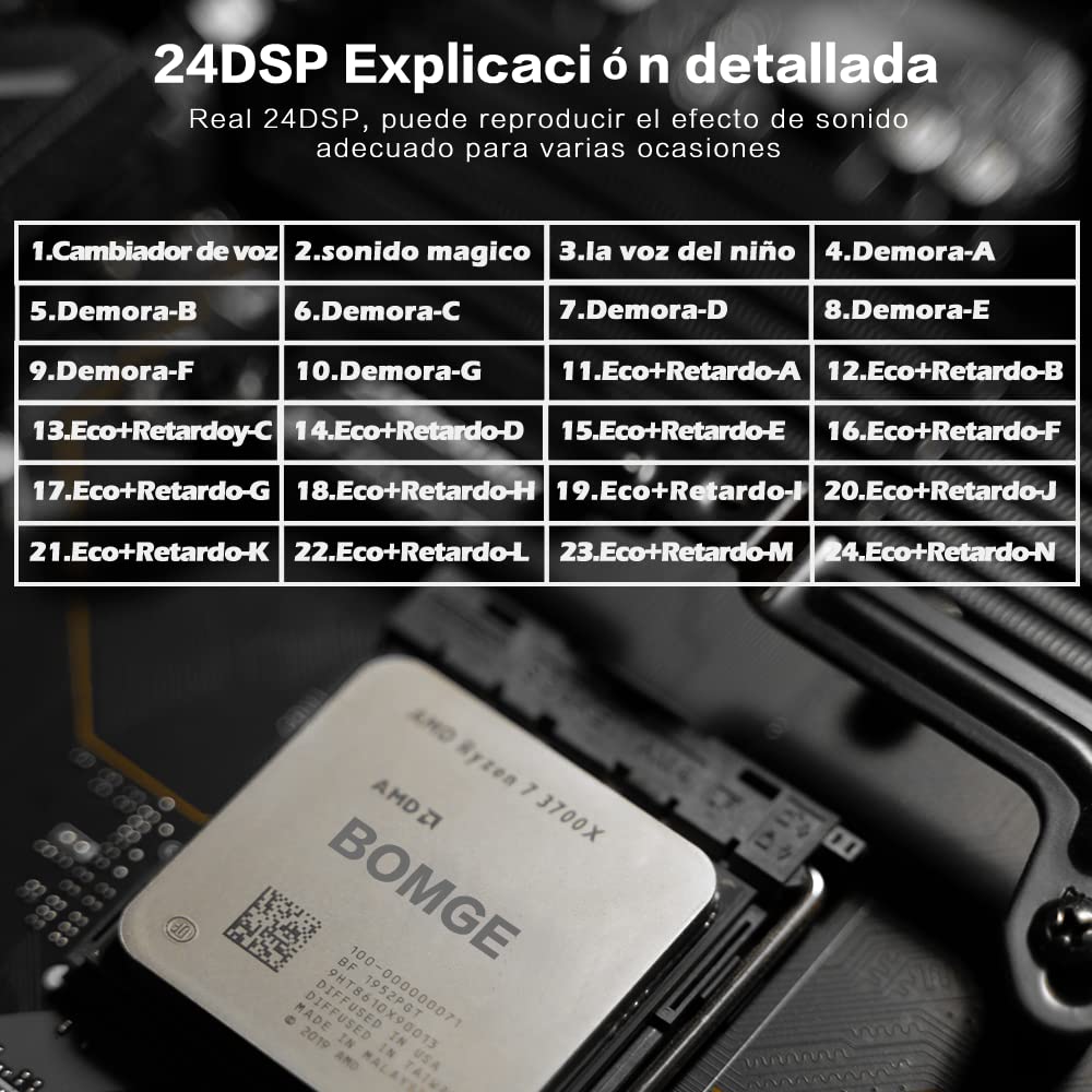BOMGE 6チャンネルミニオーディオミキサーコンソールUSBBluetoothステレオ録音48Vファンタム電源カラオケ歌唱PC録音用の24個のDSPエフェクト (白)