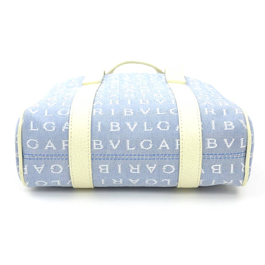 ブルガリ BVLGARI ハンドバッグ キャンバス/レザー アイボリー×ブルー レディース 56241j ブルガリ BVLGARI ハンドバッグ キャンバス/レザー アイボリー×ブルー レディース 56241j