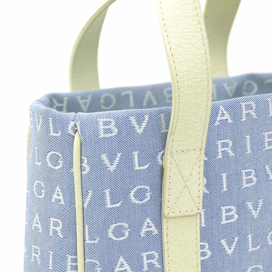 ブルガリ BVLGARI ハンドバッグ キャンバス/レザー アイボリー×ブルー レディース 56241j ブルガリ BVLGARI ハンドバッグ キャンバス/レザー アイボリー×ブルー レディース 56241j