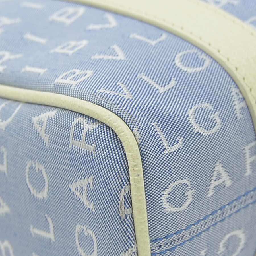 ブルガリ BVLGARI ハンドバッグ キャンバス/レザー アイボリー×ブルー レディース 56241j ブルガリ BVLGARI ハンドバッグ キャンバス/レザー アイボリー×ブルー レディース 56241j