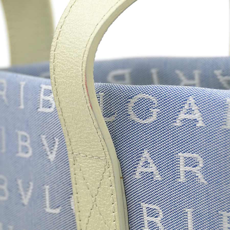 ブルガリ BVLGARI ハンドバッグ キャンバス/レザー アイボリー×ブルー レディース 56241j ブルガリ BVLGARI ハンドバッグ キャンバス/レザー アイボリー×ブルー レディース 56241j