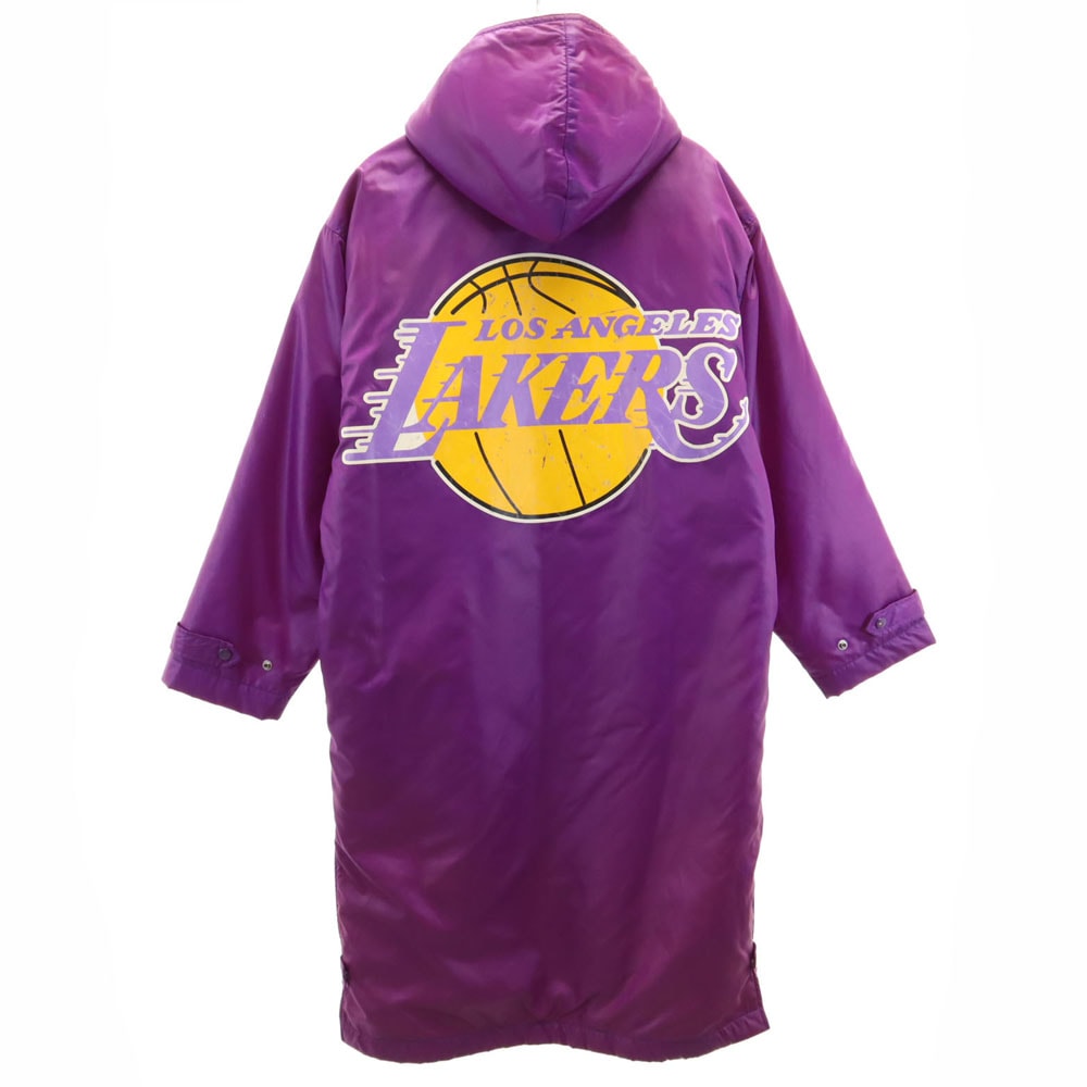 NBA オールド バックロゴ ロサンゼルス・レイカーズ 中綿 ベンチコート M パープル 裏ボア Los Angeles Lakers メンズ