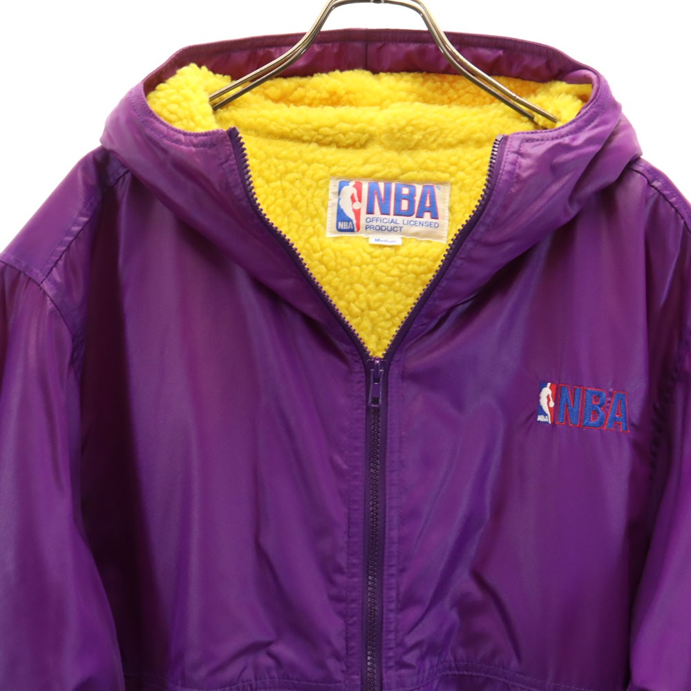 NBA オールド バックロゴ ロサンゼルス・レイカーズ 中綿 ベンチコート M パープル 裏ボア Los Angeles Lakers メンズ
