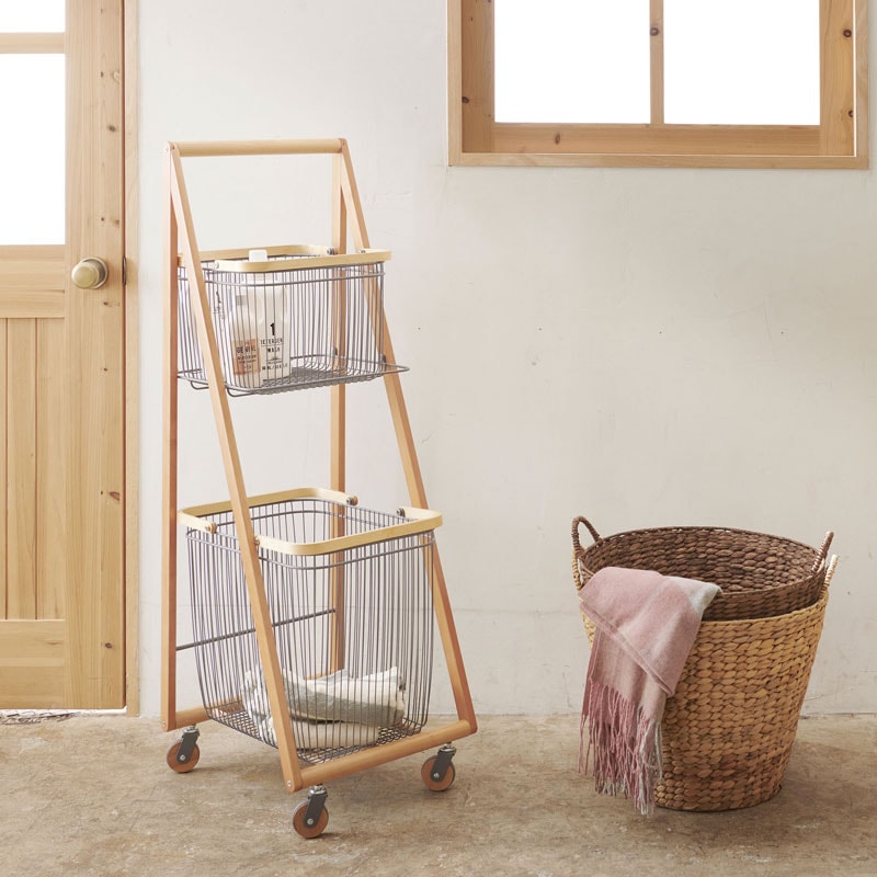 ランドリーバスケット おしゃれ ラック ランドリーワゴン 洗濯 カゴ キッチン収納 マルチラック 北欧 収納ラック キャリーバスケットワゴン リビング シンプル 新生活 バスケット L ラック Lサイ