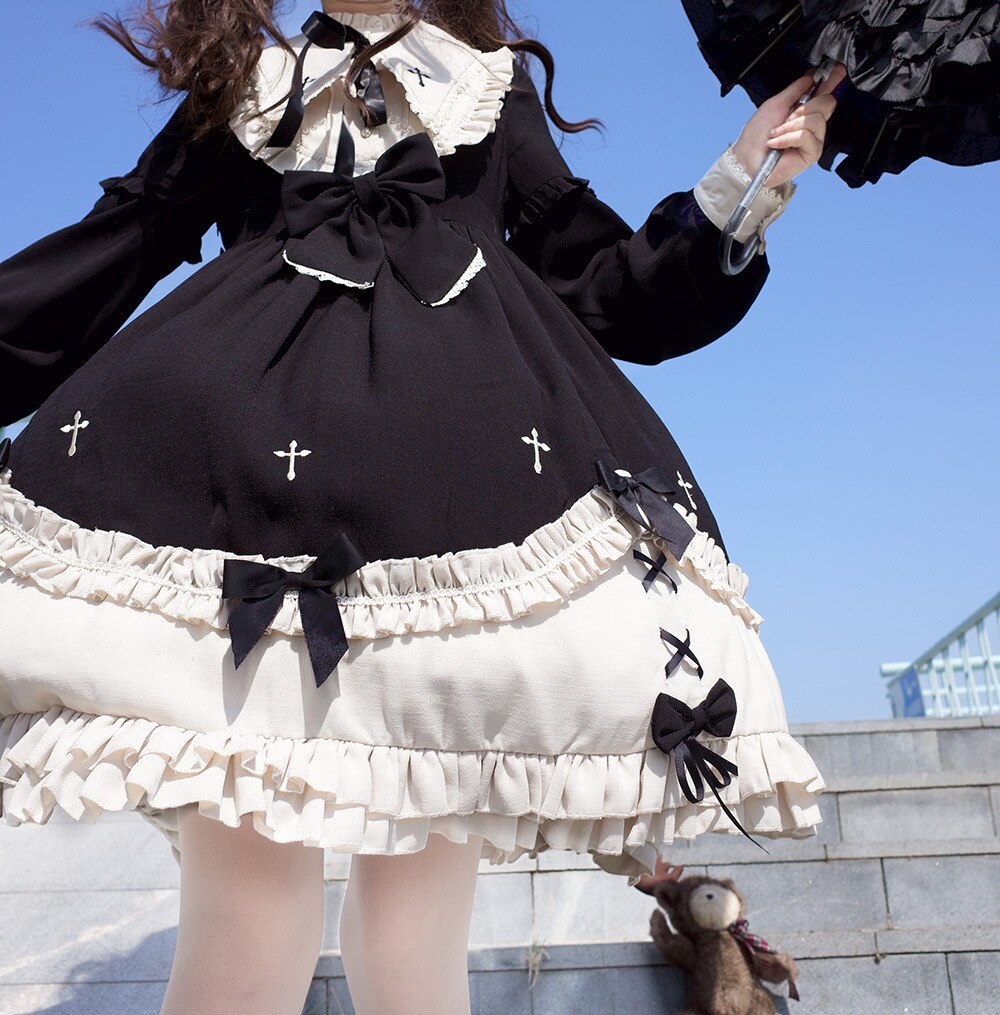 【送料無料】OP ロリータ ワンピース ドレスコスプレ かわいい レトロイベント 長袖卒業式結婚式 ワンピース