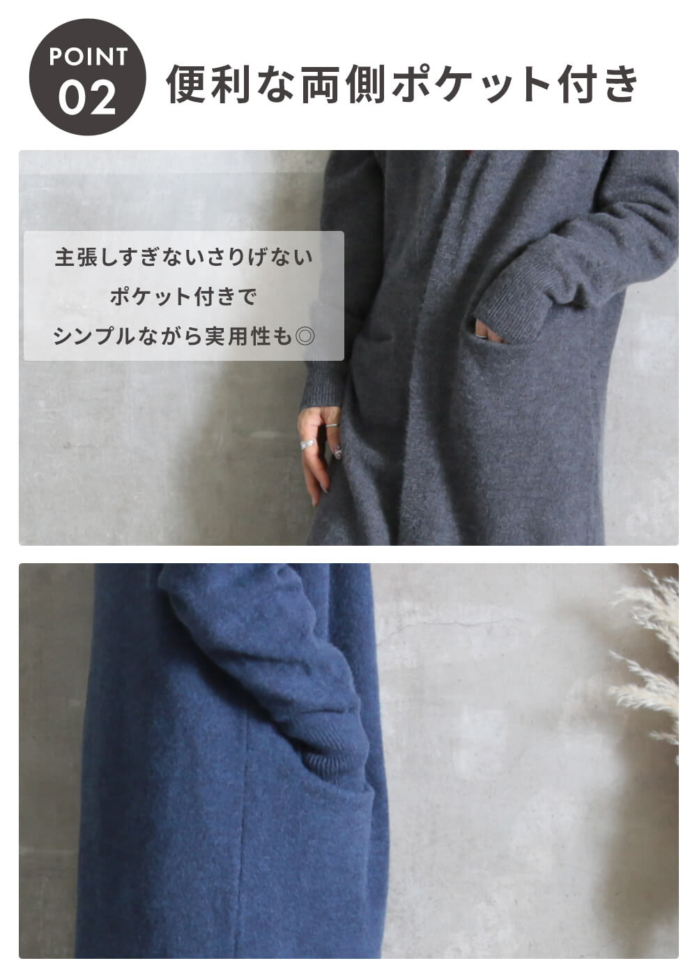 カーディガン ロングニット レディース 膝丈 ロング丈 ミモレ丈 秋冬 ロングカーディガン ロング ニット カーデ ニットカーディガン 防寒 対策 暖かい ポケット付き ボタンなし ネイビー レッド