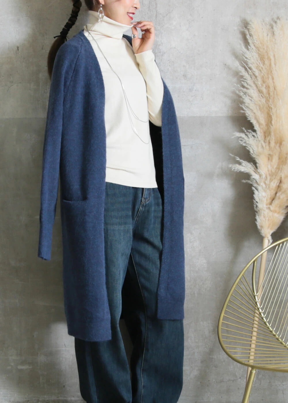 カーディガン ロングニット レディース 膝丈 ロング丈 ミモレ丈 秋冬 ロングカーディガン ロング ニット カーデ ニットカーディガン 防寒 対策 暖かい ポケット付き ボタンなし ネイビー レッド