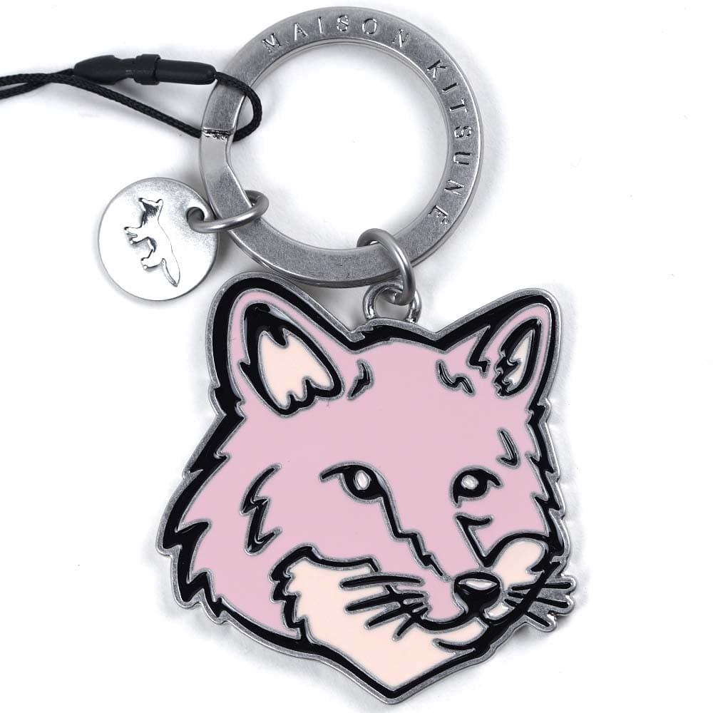 メゾンキツネ キーリング キーホルダー キーチャーム ユニセックス キツネ ピンク系 BOLD FOX HEAD KEYRING METAL MILK SHAKE MAISON KITSUNE MM0