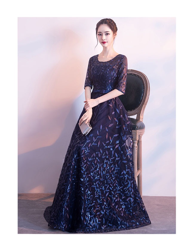 超特価カラードレス ファスナー パーティードレス フォーマルドレス ロングドレス 5分袖 結婚式 二次会 発表会 ラウンドネック ネイビー ワインレッド ブラック 大人 ゲストドレス ウェディングドレ