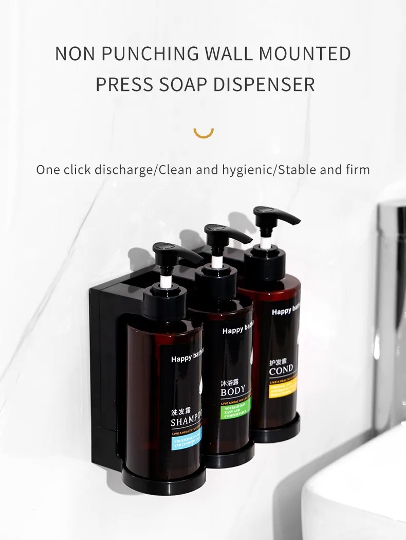 シャンプーとシャワー用の個別の壁ボトル 手指消毒剤用 壁掛け式ハンドソープディスペンサー Tan three head シャンプーとシャワー用の個別の壁ボトル 手指消毒剤用 壁掛け式ハンドソープディスペンサー Tan three head