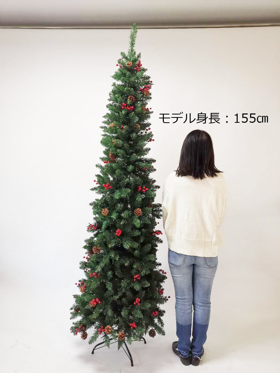 クリスマスツリー スリム ヌードツリー xmas 森の中のクリスマス 松かさ付き 赤い実付き 緑 グリーン おしゃれ 北欧 リアル 組立簡単 イベント用 210cm e090 クリスマスツリー スリム ヌードツリー xmas 森の中のクリスマス 松かさ付き 赤い実付き 緑 グリーン おしゃれ 北欧 リアル 組立簡単 イベント用 210cm e090
