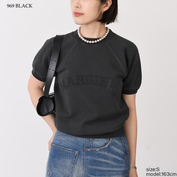 トップス ショートスリーブ スウェットシャツ S51GU0136 M25016 レディース ブラック コットン ロゴ 刺繍 クルーネック 半袖 トップス ショートスリーブ スウェットシャツ S51GU0136 M25016 レディース ブラック コットン ロゴ 刺繍 クルーネック 半袖