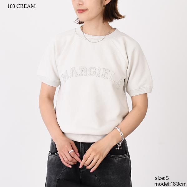 トップス ショートスリーブ スウェットシャツ S51GU0136 M25016 レディース ブラック コットン ロゴ 刺繍 クルーネック 半袖 トップス ショートスリーブ スウェットシャツ S51GU0136 M25016 レディース ブラック コットン ロゴ 刺繍 クルーネック 半袖