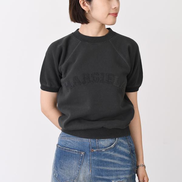 トップス ショートスリーブ スウェットシャツ S51GU0136 M25016 レディース ブラック コットン ロゴ 刺繍 クルーネック 半袖 トップス ショートスリーブ スウェットシャツ S51GU0136 M25016 レディース ブラック コットン ロゴ 刺繍 クルーネック 半袖