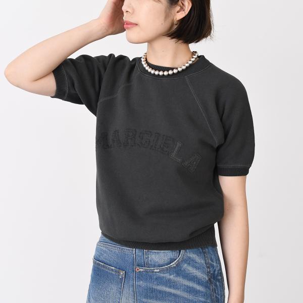 トップス ショートスリーブ スウェットシャツ S51GU0136 M25016 レディース ブラック コットン ロゴ 刺繍 クルーネック 半袖 トップス ショートスリーブ スウェットシャツ S51GU0136 M25016 レディース ブラック コットン ロゴ 刺繍 クルーネック 半袖