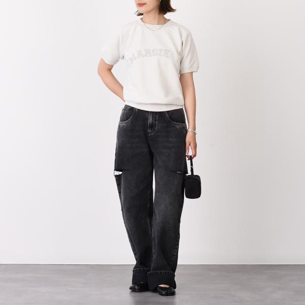 トップス ショートスリーブ スウェットシャツ S51GU0136 M25016 レディース ブラック コットン ロゴ 刺繍 クルーネック 半袖 トップス ショートスリーブ スウェットシャツ S51GU0136 M25016 レディース ブラック コットン ロゴ 刺繍 クルーネック 半袖