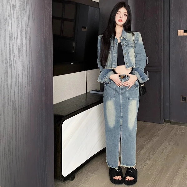 Qoo10] デニムセットアップ デニムジャケット G