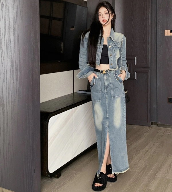 Qoo10] デニムセットアップ デニムジャケット G