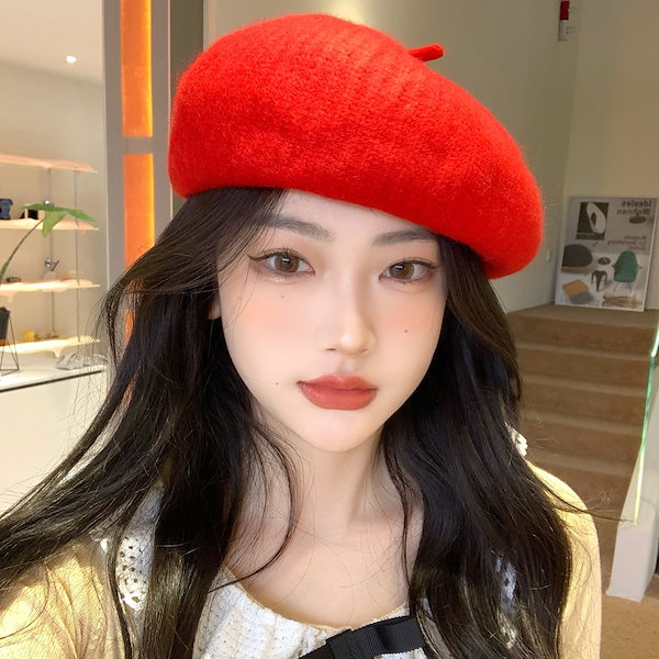 Qoo10] 日本のレトロな赤いベレー帽女性の秋と冬の