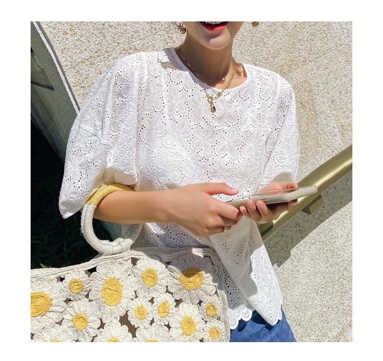トップス シャツ ブラウス レディース 春 夏 きれいめ 半袖 五分袖 パフスリーブ ラウンドネック レース スカラップ ホワイト S M L かわいい 大人可愛い シンプル カジュアル 大人 上品 トップス シャツ ブラウス レディース 春 夏 きれいめ 半袖 五分袖 パフスリーブ ラウンドネック レース スカラップ ホワイト S M L かわいい 大人可愛い シンプル カジュアル 大人 上品
