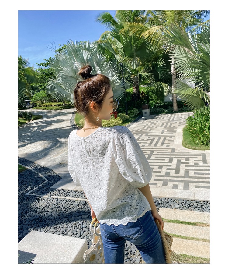 トップス シャツ ブラウス レディース 春 夏 きれいめ 半袖 五分袖 パフスリーブ ラウンドネック レース スカラップ ホワイト S M L かわいい 大人可愛い シンプル カジュアル 大人 上品 トップス シャツ ブラウス レディース 春 夏 きれいめ 半袖 五分袖 パフスリーブ ラウンドネック レース スカラップ ホワイト S M L かわいい 大人可愛い シンプル カジュアル 大人 上品