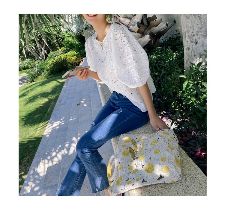 トップス シャツ ブラウス レディース 春 夏 きれいめ 半袖 五分袖 パフスリーブ ラウンドネック レース スカラップ ホワイト S M L かわいい 大人可愛い シンプル カジュアル 大人 上品 トップス シャツ ブラウス レディース 春 夏 きれいめ 半袖 五分袖 パフスリーブ ラウンドネック レース スカラップ ホワイト S M L かわいい 大人可愛い シンプル カジュアル 大人 上品