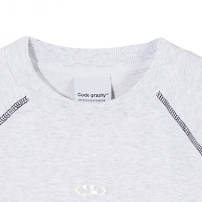 CODEGRY (女性) WAVE ロゴシンボルカラーステッチ半袖トレーナー_メランジグレー CODEGRY (女性) WAVE ロゴシンボルカラーステッチ半袖トレーナー_メランジグレー