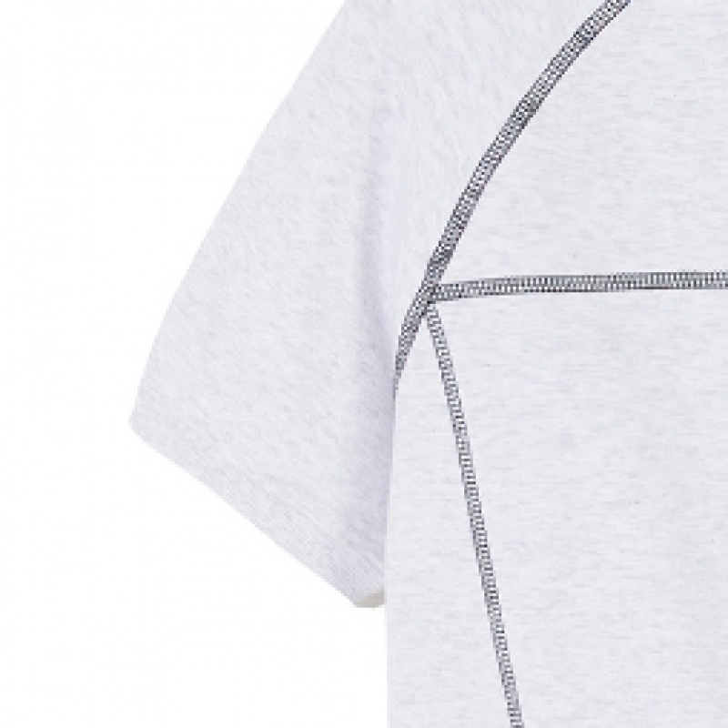 CODEGRY (女性) WAVE ロゴシンボルカラーステッチ半袖トレーナー_メランジグレー CODEGRY (女性) WAVE ロゴシンボルカラーステッチ半袖トレーナー_メランジグレー