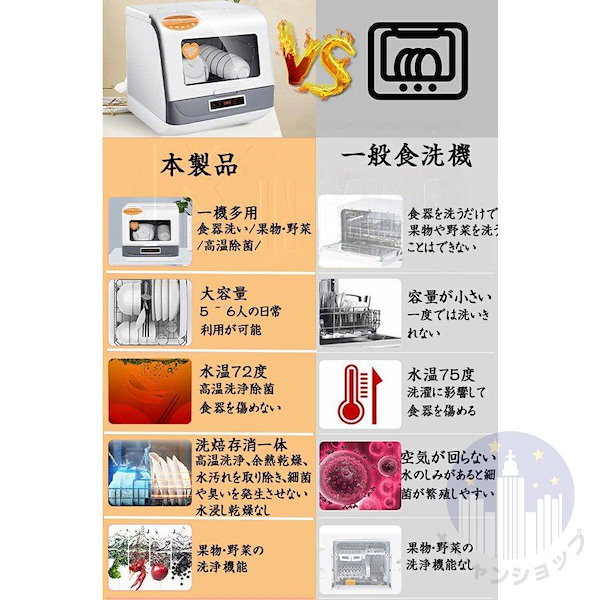 Qoo10] 食洗機 工事不要 自動食器洗い 食器乾燥