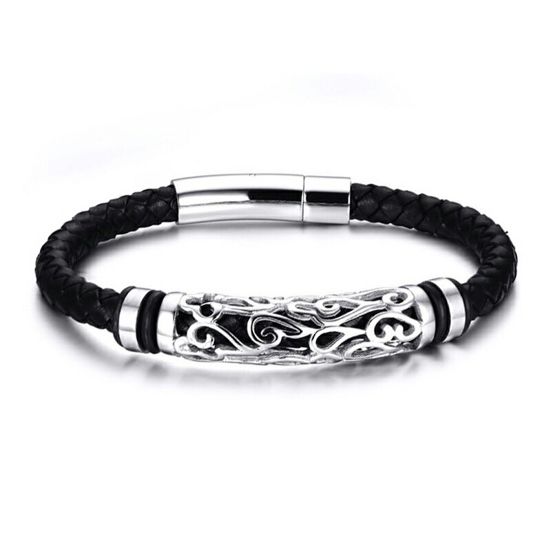 ローラーパルメットレザーブレスレット 本革 手首に巻く アクセサリー 男性 女性 黒色 プレゼント ローラーパルメットレザーブレスレット 本革 手首に巻く アクセサリー 男性 女性 黒色 プレゼント