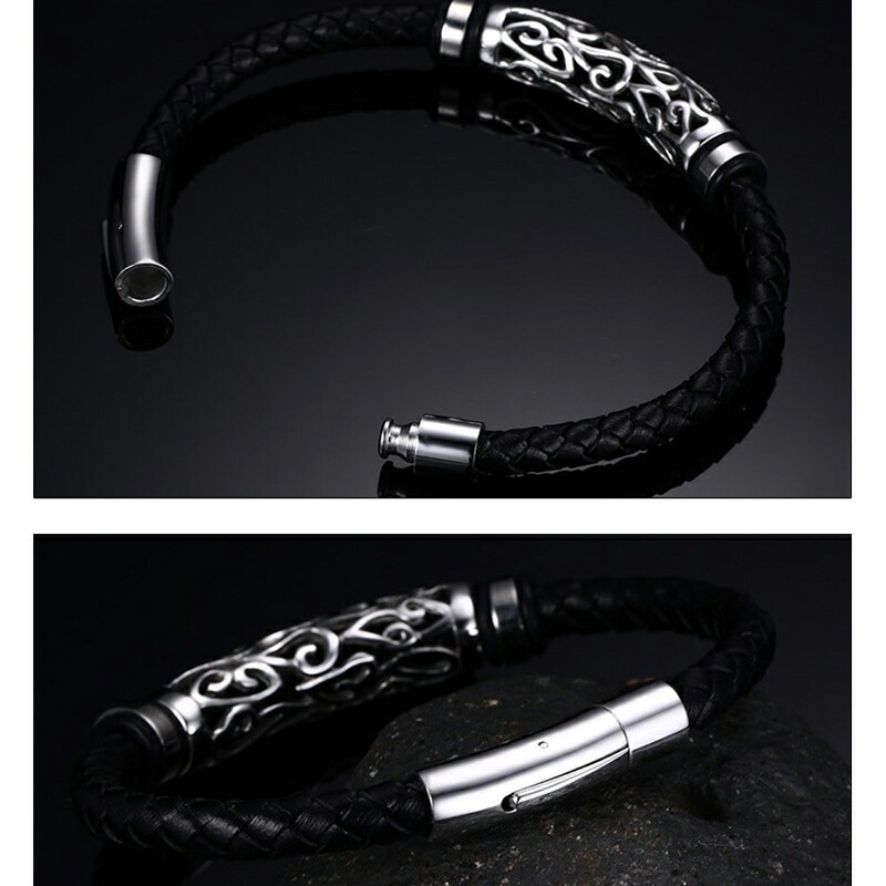 ローラーパルメットレザーブレスレット 本革 手首に巻く アクセサリー 男性 女性 黒色 プレゼント ローラーパルメットレザーブレスレット 本革 手首に巻く アクセサリー 男性 女性 黒色 プレゼント