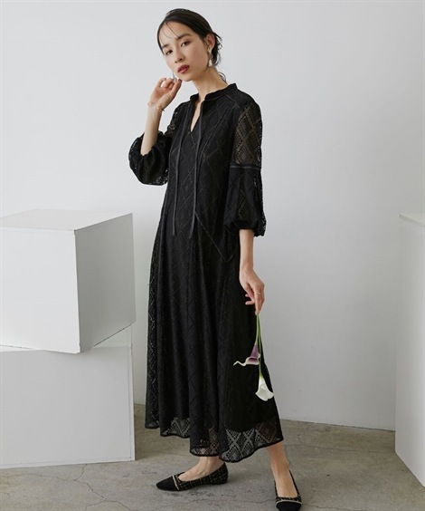 ドレス 結婚式・パーティー・オケージョンドレス フロントリボン使いデザインスリーブ総レースワンピースドレスCallarus ドレス 結婚式・パーティー・オケージョンドレス フロントリボン使いデザインスリーブ総レースワンピースドレスCallarus