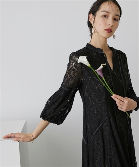 ドレス 結婚式・パーティー・オケージョンドレス フロントリボン使いデザインスリーブ総レースワンピースドレスCallarus ドレス 結婚式・パーティー・オケージョンドレス フロントリボン使いデザインスリーブ総レースワンピースドレスCallarus