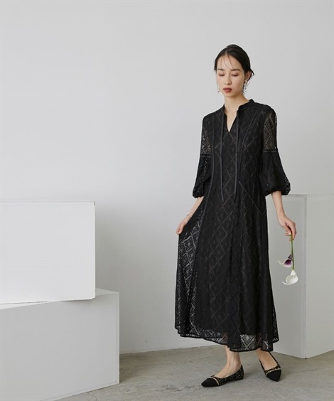 ドレス 結婚式・パーティー・オケージョンドレス フロントリボン使いデザインスリーブ総レースワンピースドレスCallarus ドレス 結婚式・パーティー・オケージョンドレス フロントリボン使いデザインスリーブ総レースワンピースドレスCallarus