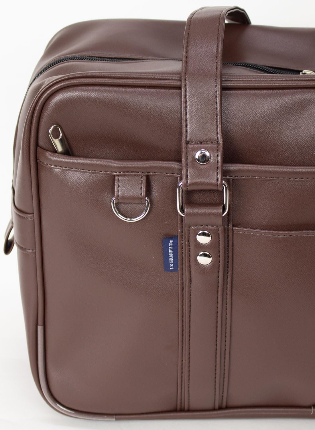 ル・グランフィール LE GRANFILE 合皮 スクールバッグ ロゴ 刺繍 通学用 高校生 (茶色) ル・グランフィール LE GRANFILE 合皮 スクールバッグ ロゴ 刺繍 通学用 高校生 (茶色)