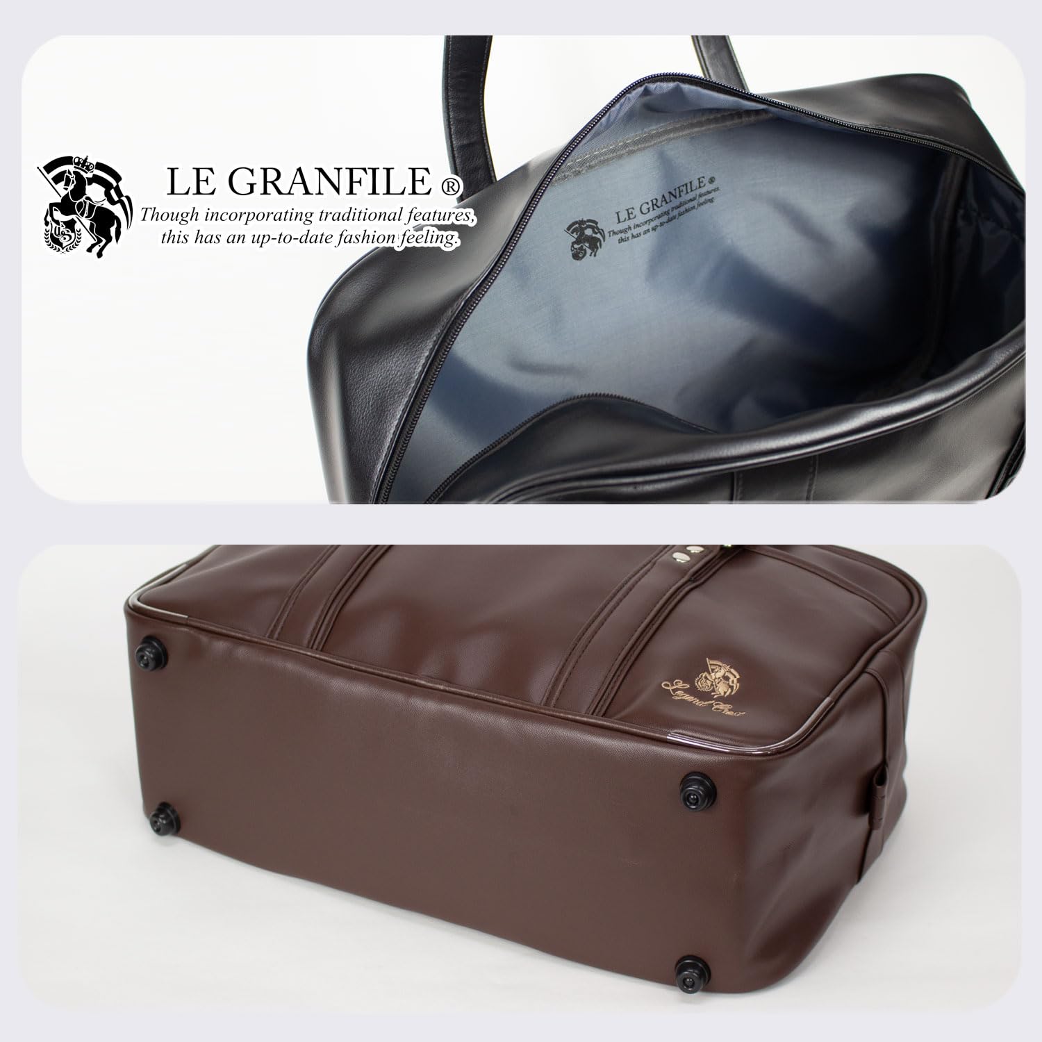 ル・グランフィール LE GRANFILE 合皮 スクールバッグ ロゴ 刺繍 通学用 高校生 (茶色) ル・グランフィール LE GRANFILE 合皮 スクールバッグ ロゴ 刺繍 通学用 高校生 (茶色)