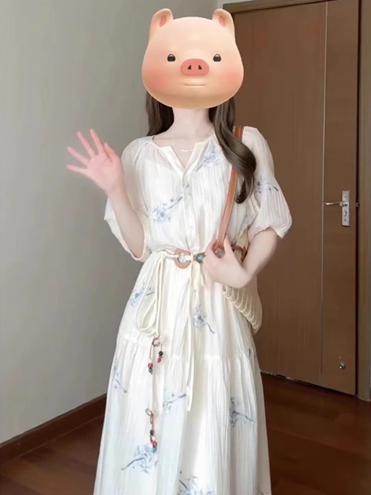 【急速出荷!】2025 新作 ワンピース 夏 半袖 長袖ワンピース ロングワンピース ロング シフォンワンピ ベアワンピ レースワンピ ドレス パーティードレスフランスのティーブレイク女性のためのフロ