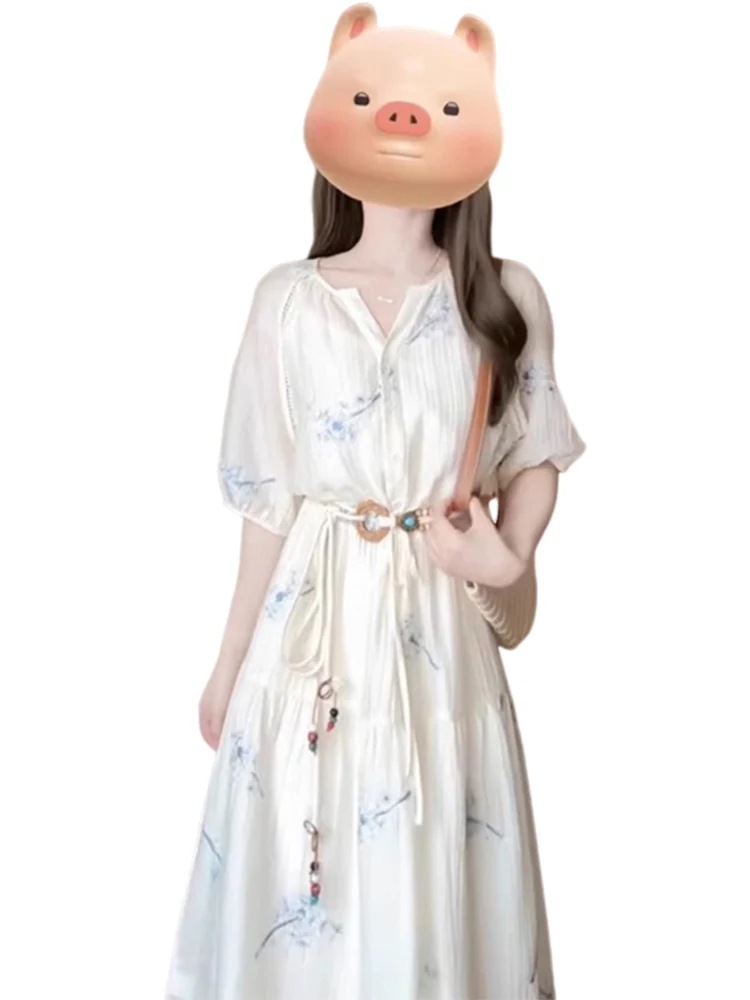 【急速出荷!】2025 新作 ワンピース 夏 半袖 長袖ワンピース ロングワンピース ロング シフォンワンピ ベアワンピ レースワンピ ドレス パーティードレスフランスのティーブレイク女性のためのフロ