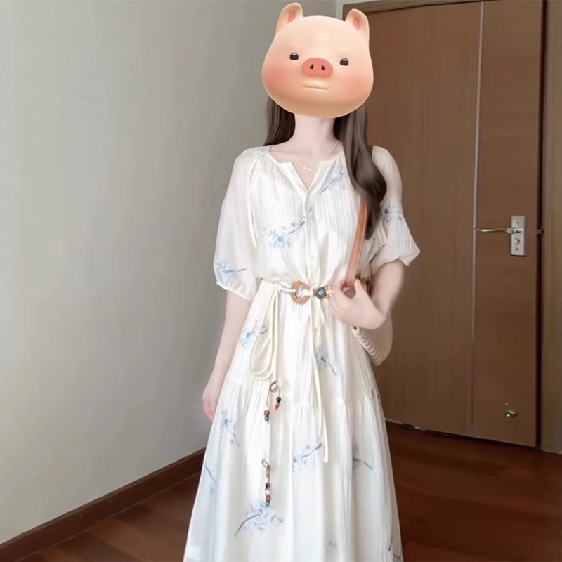 【急速出荷!】2025 新作 ワンピース 夏 半袖 長袖ワンピース ロングワンピース ロング シフォンワンピ ベアワンピ レースワンピ ドレス パーティードレスフランスのティーブレイク女性のためのフロ