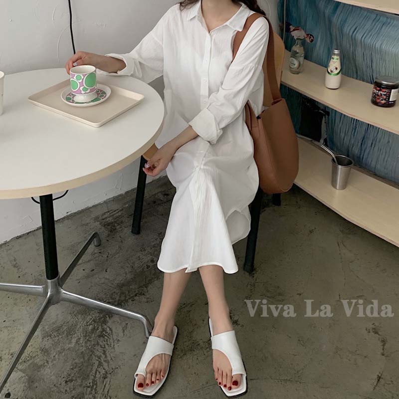 【20点セット】【急速出荷】【2025新品最安値】韓国だるい風 9色ロングシャツワンピースTシャツ レディース長袖 シンプルな超ロング シャツ純カラー体型カバーチュニック シンプル通勤韓国ファッション