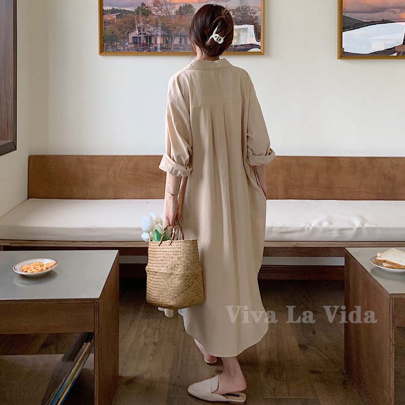 【20点セット】【急速出荷】【2025新品最安値】韓国だるい風 9色ロングシャツワンピースTシャツ レディース長袖 シンプルな超ロング シャツ純カラー体型カバーチュニック シンプル通勤韓国ファッション