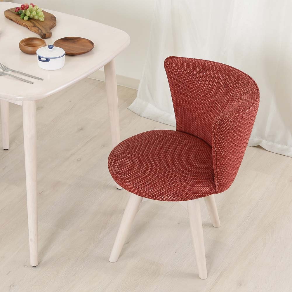 不二貿易 ダイニングチェア クラム ファブリック 回転式 オレンジ 95464