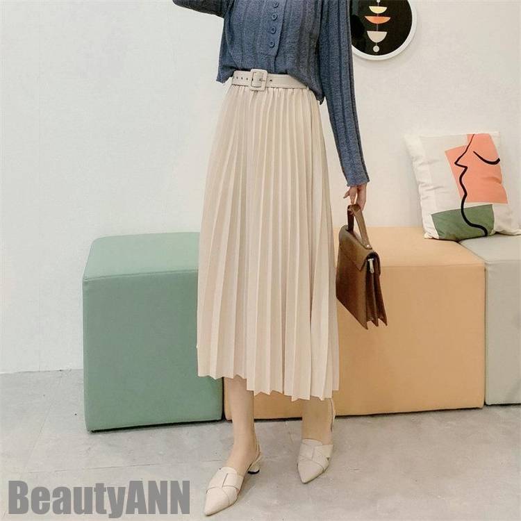 新生活 スカート ロング プリーツ レディース 春 夏 ベルト付 ミモレ丈 マキシ丈 フレアスカート 重ね着 通勤 出勤 お出かけ デート 体型カバー プレゼント ギフト