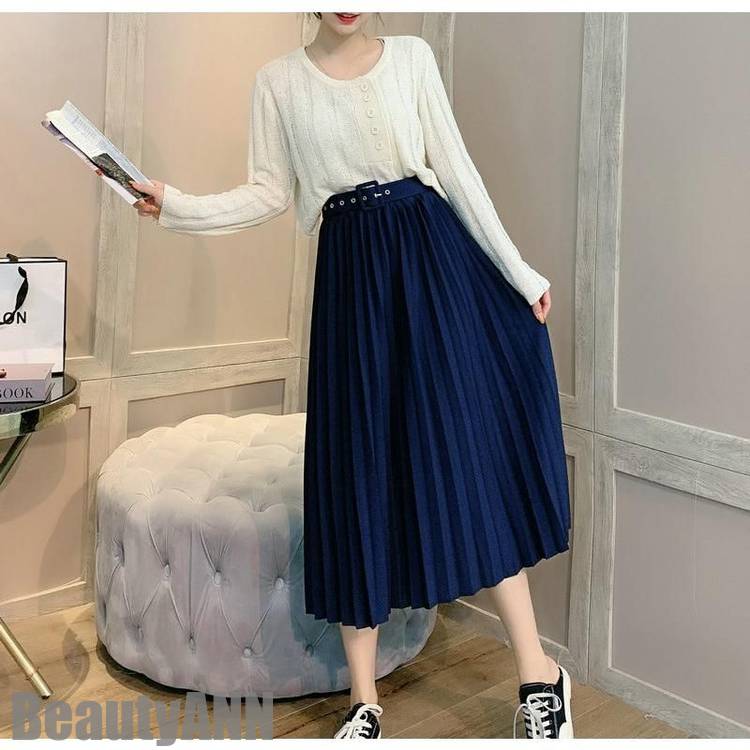 新生活 スカート ロング プリーツ レディース 春 夏 ベルト付 ミモレ丈 マキシ丈 フレアスカート 重ね着 通勤 出勤 お出かけ デート 体型カバー プレゼント ギフト