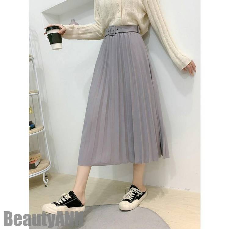 新生活 スカート ロング プリーツ レディース 春 夏 ベルト付 ミモレ丈 マキシ丈 フレアスカート 重ね着 通勤 出勤 お出かけ デート 体型カバー プレゼント ギフト
