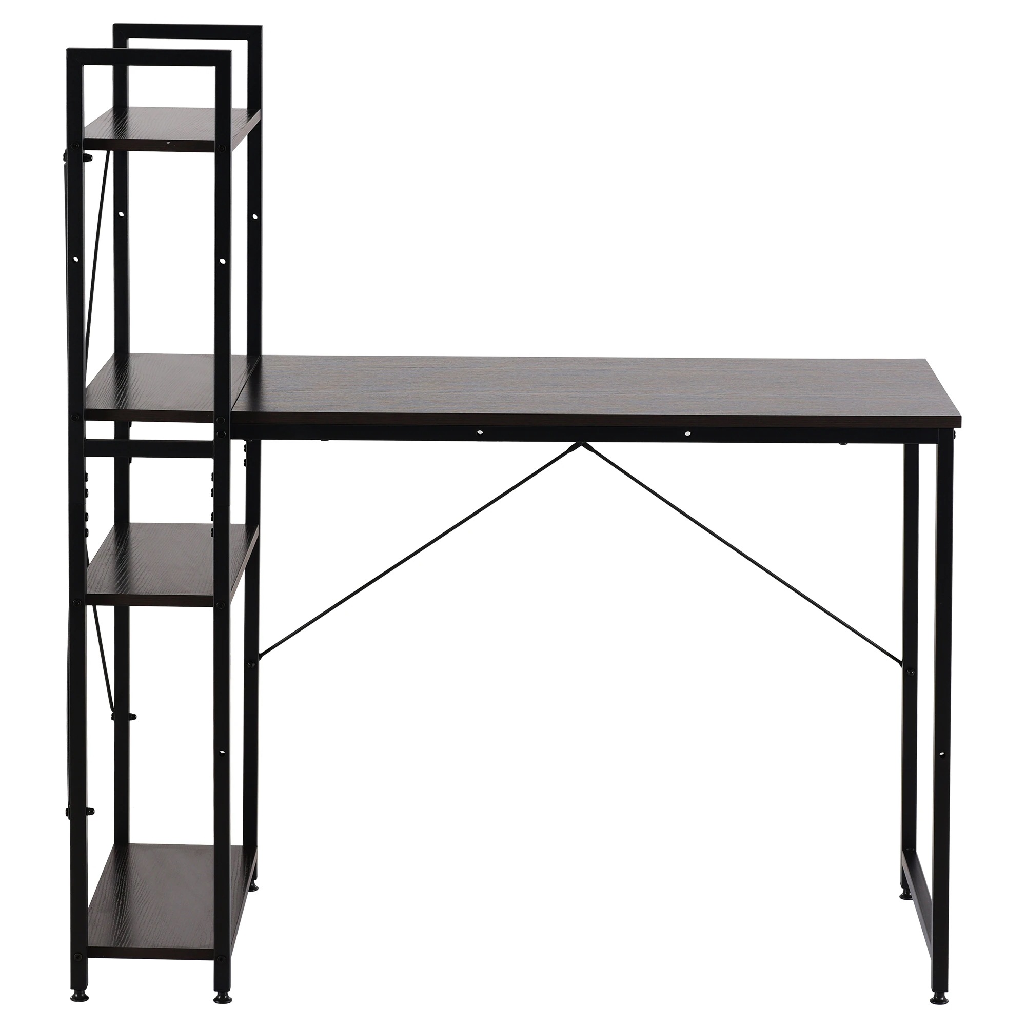 1130【301556DAAオフィスチェア+パソコンデスク セット】パソコンデスク ラック付き 調整可能　デスク ワークデスク 木製 学習デスク