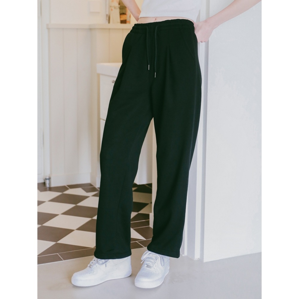 ロッシーロウ ワイドピンタックパンツ ブラック