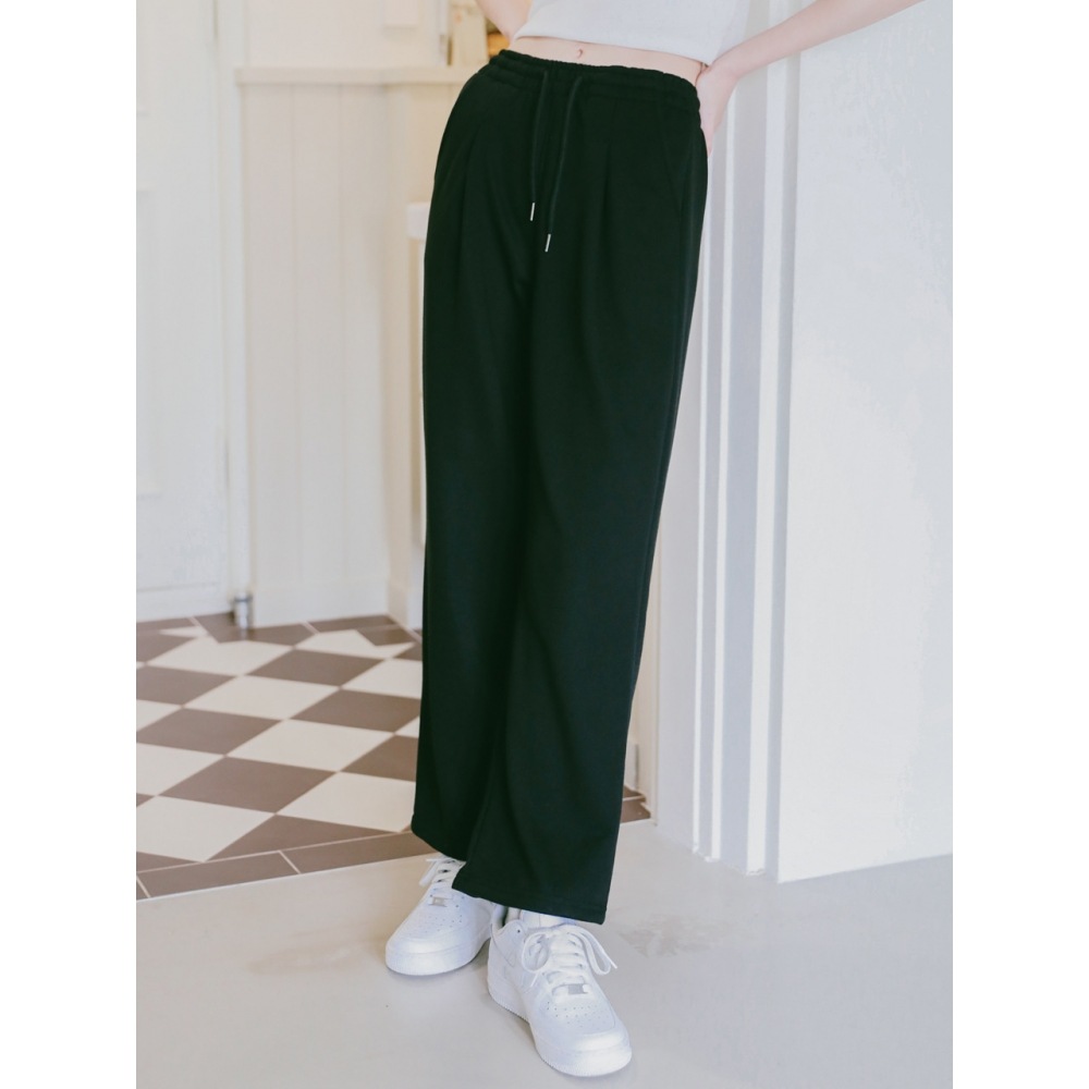 ロッシーロウ ワイドピンタックパンツ ブラック