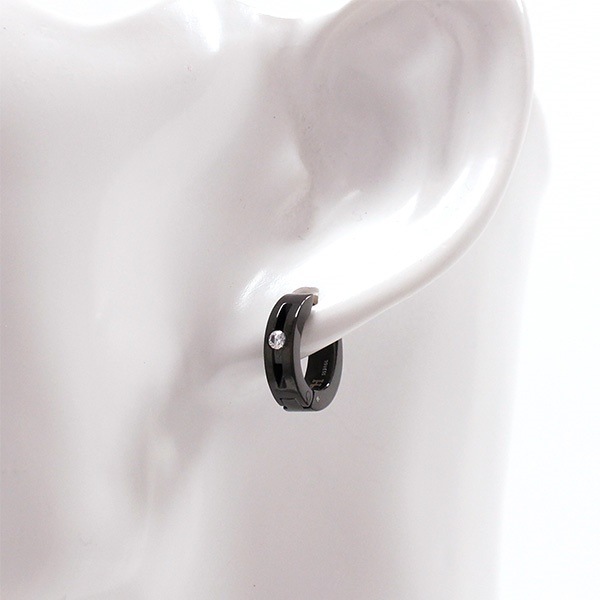 ピアス メンズ 正規品 LION HEART アクセサリー ミニフープピアス 片耳 ブラック LH