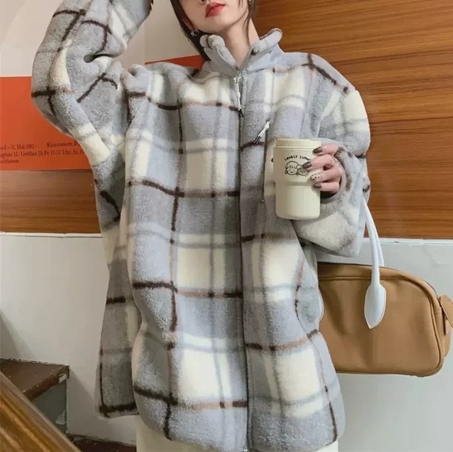 【送料無料】レディース アウター 暖かい スタンドカラー チェック柄 ボア ジャケット ハイネック メンズライク 大人可愛い ママコーデ ママファッション 韓国系 オルチャン 人気 トレンド 【送料無料】レディース アウター 暖かい スタンドカラー チェック柄 ボア ジャケット ハイネック メンズライク 大人可愛い ママコーデ ママファッション 韓国系 オルチャン 人気 トレンド